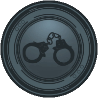 a pair of handcuffs are surrounded by a circle with the number 000 on it