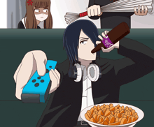 a man drinking from a bottle that says cola on it