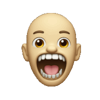 a bald cartoon face with its mouth open