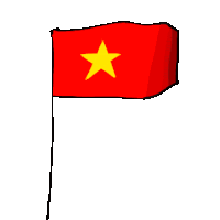 a cartoon drawing of a red flag with a yellow star