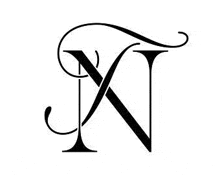 a black and white monogram with the letter n and t on a white background .