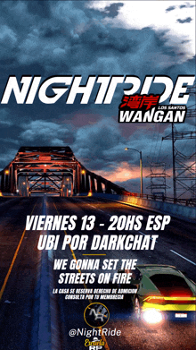 a poster for night ride los santos wangan