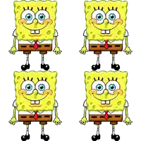 four different versions of spongebob squarepants are displayed on a white background