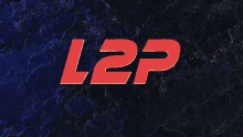 a red l2p logo against a dark blue background