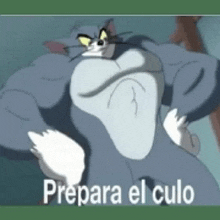 a picture of tom from tom and jerry with the words prepara el culo