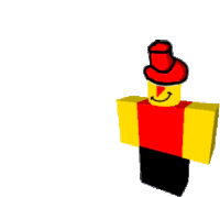 a roblox character wearing a red top hat