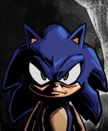 a cartoon drawing of sonic the hedgehog with a black background