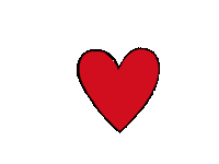 a red heart on a white background with a black outline