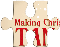 a puzzle piece that says making chris tan in red letters