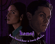 a man and a woman are standing next to each other and the words kane j are visible