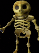 a skeleton is holding a sword and a shield