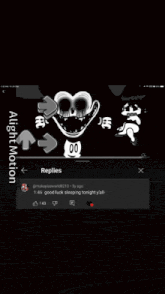 a black and white drawing of mickey mouse with the words " align motion " at the top