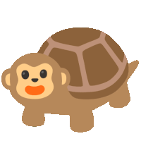 a turtle with a monkey 's face on it