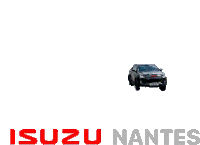 an isuzu nantes logo with a black car in the background