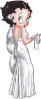 betty boop in a white dress holding a towel