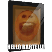 a picture of a smiley face with the words hello bartell