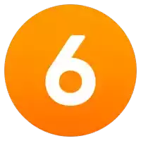 an orange circle with a white number 6 inside