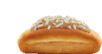 a hot dog bun with sprinkles on top of it