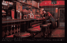 a poster for the movie angel heart shows a man sitting at a bar