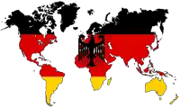 a map of the world with the flag of germany