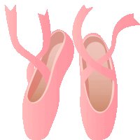 a pair of pink ballet shoes with ribbons tied around them