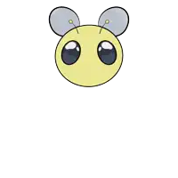 a cartoon drawing of a bee 's head with big eyes and antennas