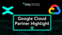 a sign that says google cloud partner highlight on a black background