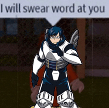 a cartoon character is standing in front of a sign that says i will swear word at you