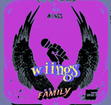 a picture of wings family with a microphone in the center