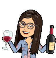 a cartoon of a woman holding a bottle of wine and a glass