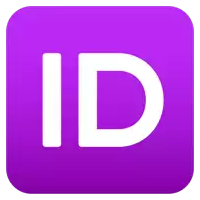 a purple square with a white id written on it