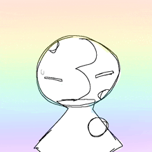 a drawing of a person 's face with a rainbow colored background