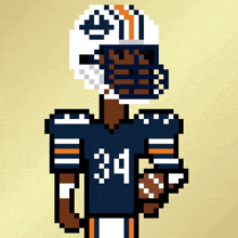 a pixel art illustration of a football player with the number 34 on his jersey