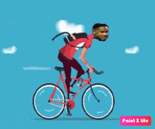 a pixel art of a man riding a bike