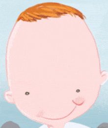 a cartoon drawing of a baby with red hair and a smile on his face