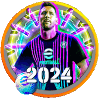 a soccer player in a circle with the year 2024