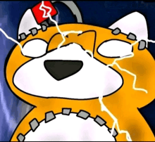 a cartoon of a bear with lightning coming out of his eyes