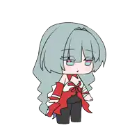 a drawing of a girl with long hair and a red dress
