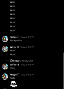 a screenshot of a conversation between wifey and fridge