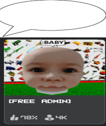 a picture of a baby 's head with a speech bubble that says baby