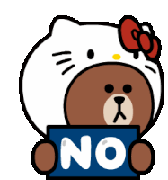 a cartoon of a brown bear wearing a hello kitty headband