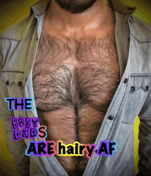 a picture of a man 's chest with the words the best dads are hairy af on it