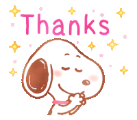 a cartoon drawing of snoopy with the words thanks written above him