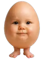 an egg with a baby 's face and legs