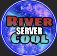 a river server cool logo with a galaxy background