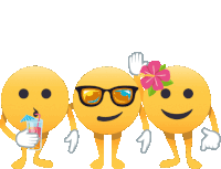 three smiley faces are standing next to each other