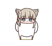 a cartoon of a girl with a cat ear and blue eyes