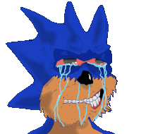 a drawing of a crying sonic the hedgehog