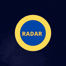 a blue and yellow circle with radar written inside