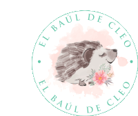 a logo for el baul de cleo has a hedgehog and flowers